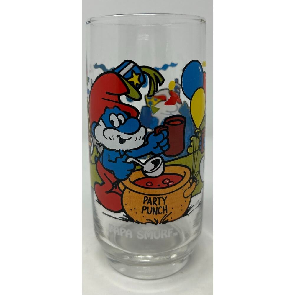Peyo 1983‎ Vintage 12 oz Papa Smurf Drinking Glass Party Punch